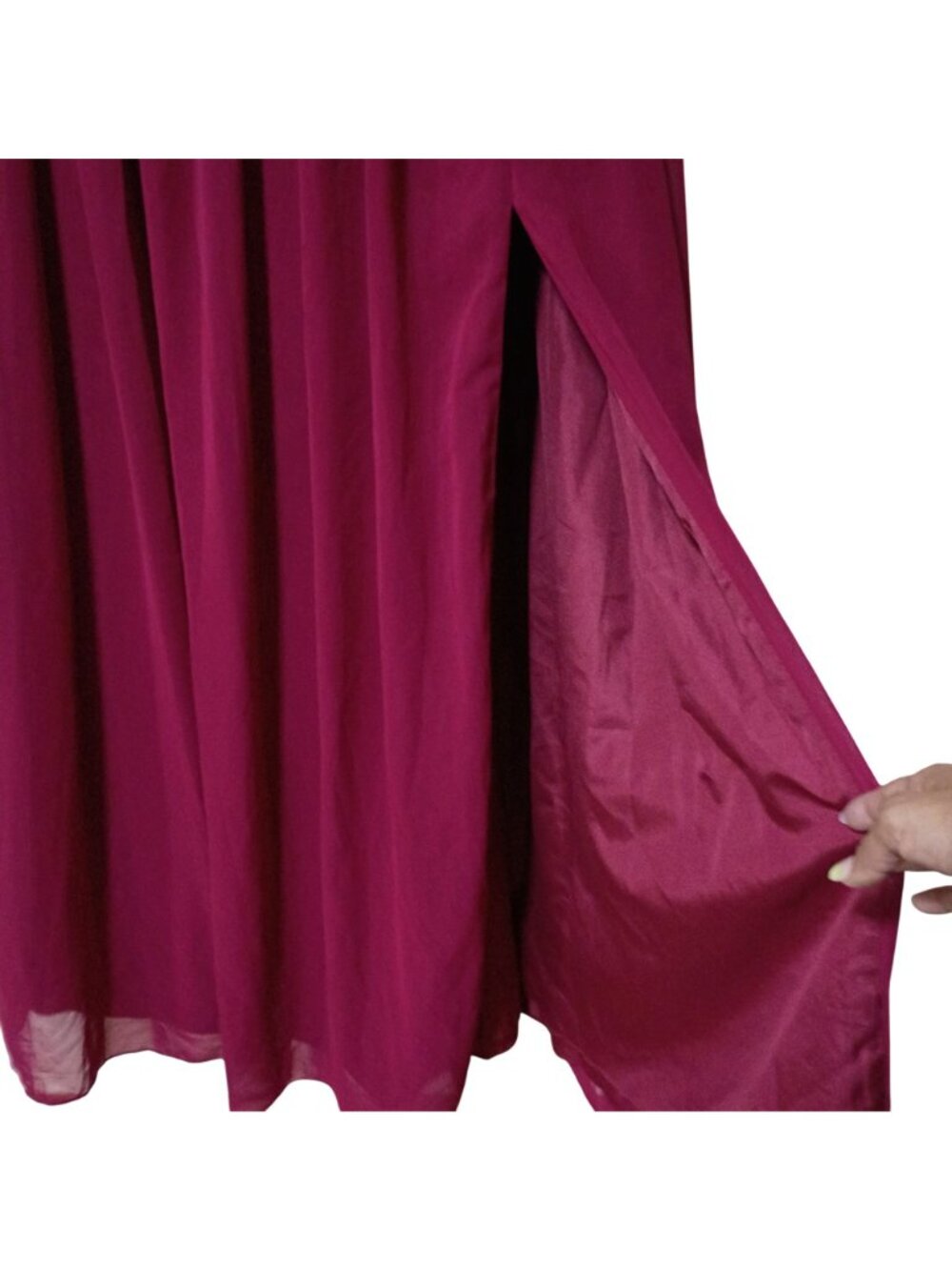 Azazie Norah Burgundy Chiffon Long Sleeve Bridesmaid Dress A16 NWT - Picture 6 of 16
